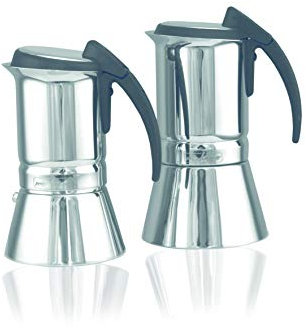Monkano - Caffettiera Roma, in acciaio INOX, a induzione, diverse misure, Alluminio, alluminio, 6/3 Tassen