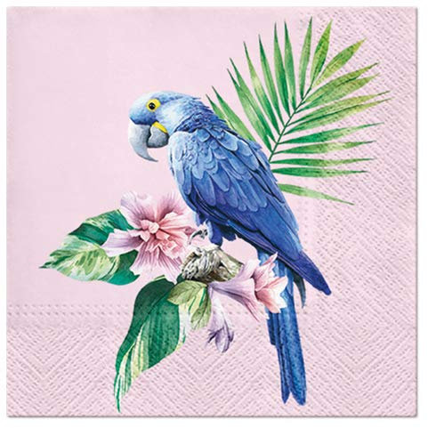 20 Servietten Exotischer Papagei auf rosa | Tiere | Dschungel 33x33cm