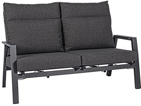Bizzotto Outdoor-Sofa mit Liegerkissen, Anthrazit, Aluminium (frame), Textilene (seat), Polypropylen (cushions), 152 cm x 81 cm x 98 cm
