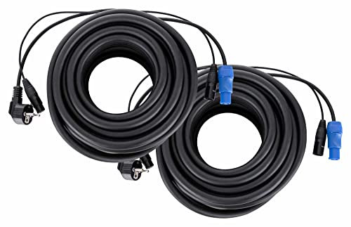 Pronomic Stage EUPPX-20 Hybridkabel Euro/Powerplug/XLR 2x Set - Länge: 2,5 m - Kombi-Kabel für Aktiv-Lautsprecher - Stromversorgung und Signal in einem - Powercon/Schuko-kompatibel - schwarz