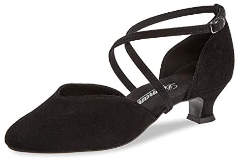 Diamant Damen Tanzschuhe 170-112-001-V - Veloursleder Schwarz - Extra Weit - 4,2 cm Spanish - Größe: UK 4,5