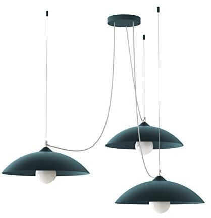L+ Dezentrierte Pendelleuchte, aus Metall, Durchmesser 30 cm, Fassung E27, Farbe Blau RAL 19-4517 TCX
