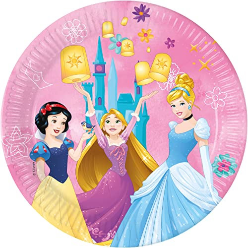 Procos - Piatti di carta FSC Disney Princess Live Your Story (Ø23 cm), 8 pezzi 22-24 cm, multicolore, 95039