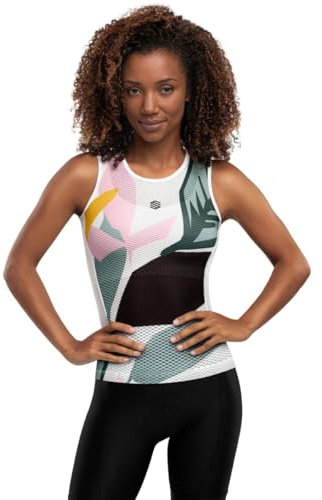SIROKO - Ärmelloses Fahrradbaselayer für Damen Amazonas - L-XL - Weiß/Kühles Grün