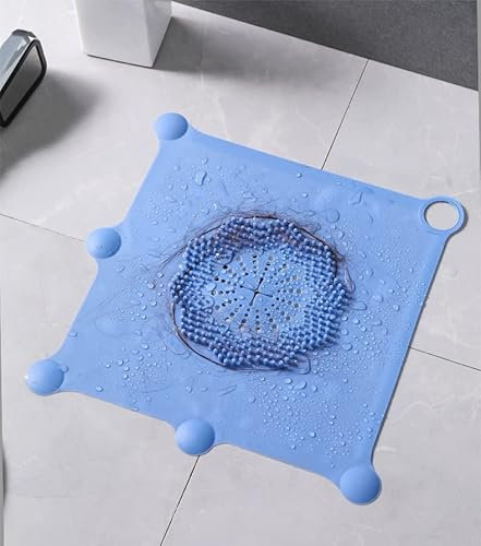 Silicone Shower Drain Hair Catcher, Hair Drain Catcher, Shower Hair Stopper Hair Catcher with Suction Cup, Shower Drain Strainer, Drain Cover Suit for Bathroom Bathtub, Bathroom Drain Protector