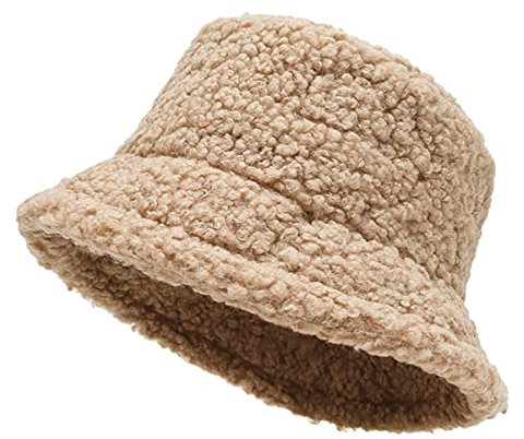 Cozylkx Flauschiger Fischerhut Aus Kunstpelz, Warmer Winterhut, Flauschiger Plüsch-Fischerhut Für Damen, Frauen, Mädchen,Khaki