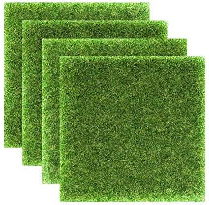 ericotry 6 Stück Kunstrasen DIY Gras Miniatur Dekor Fee Kunstrasen Lebensechte Gras Miniatur Ornament Garten Puppenhaus DIY Gras 15,2 x 15,2 cm