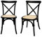 Set von 2 Bistrostühlen aus schwarzem Hevea-Holz, Vintage, Sitzfläche aus Rattan, stapelbar