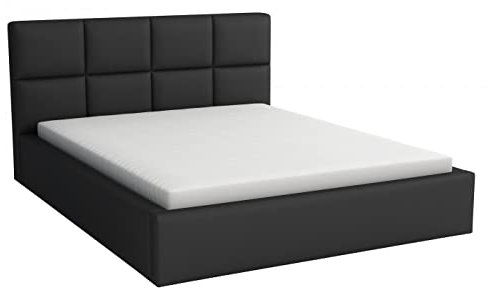 bonni Polsterbett Alaska 180x200cm Bett mit Matratze und Lattenrost Doppelbett mit Bettkasten Holzbett Stauraumbett (Schwarz)