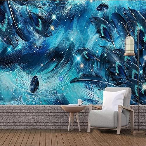XAONUO Acquerello Carta Da Parati Murale Effetto 3D Acquerello Moda Piume Carta Da Parati Autoadesiva In Pvc 140X70Cm Fotomurali 3D Carta Da Parati 3D Effetto Quadri Murali Murale Decorazione
