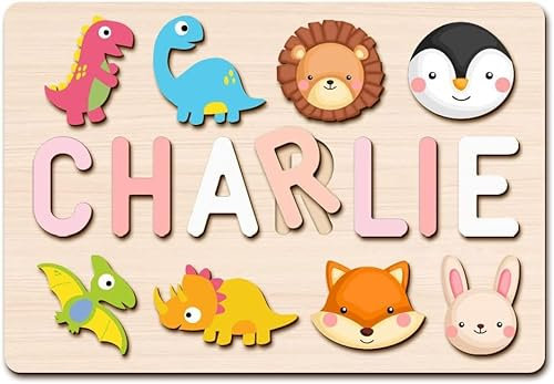 Personalisierte Namen Puzzle für Kinder, Tulolvae Namen Holzpuzzle mit Ständer, Baby Puzzle ab 1 2 3 Jahren, Vorschule Pegged Puzzles für Jungen und Mädchen, Ostergeschenke Kinder 1 2 Jahre