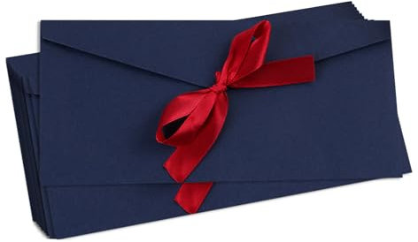 10 Stück Vintage Briefumschläge mit Schleife 22 x 11cm Kraftpapier Schön Umschläge Lang für Hochzeit Einladungskarten Nachricht Karte Party Geburtstag Weihnachten Festival Geschenk Karten