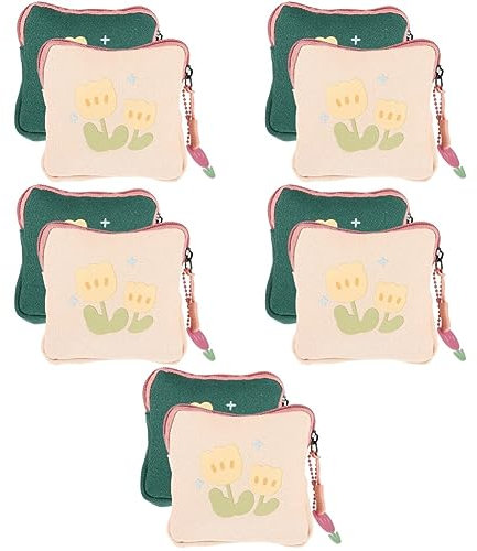 Lurrose 10 Stk Aufbewahrungsbeutel Für Damenbinden Beutel Wechseln Portemonnaie Tamponhalter Weibliche Pads Maxi-pads Handtasche Bettwäsche Aus Baumwolle Tragetasche Farbkontrast Mädchen