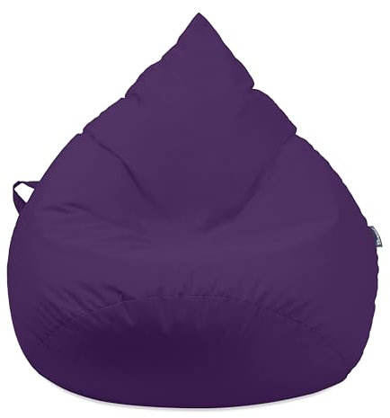 Droplet-Lounge Tropfenform Sitzsack mit Füllung | für Kinder Erwachsene | Indoor & Outdoor geeignet | Wasser-& Schmutzabweisend | Sitzkissen Bodenkissen Beanbag (XXL Durchmesser 80 cm, Lila)