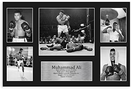MAHWER Poster signiert von Muhammad Ali, Leinwand-Poster, Wandkunst, Dekordruck, Bild, Gemälde für Wohnzimmer, Schlafzimmer, Dekoration, ungerahmt, 30 x 45 cm