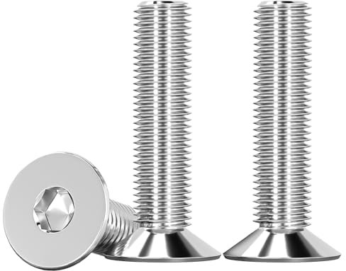 Drenky Vite a Testa Svasata M8 X 30mm Viti Testa Svasata con Esagono Incassato DIN 7991 / ISO 10642 Antiruggine Viti M8 Acciaio Inox A2 V2A Bullone Meccanico, 10 Pezzi, Argento