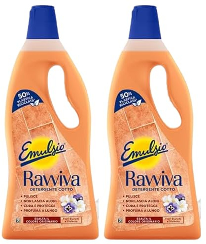 Detergente RAVVIVA Cotto, Pulisce, Non Lascia Aloni, Cura e Protegge, Profuma a Lungo. Esalta Il Colore Originario, Profumato Fiori Bianchi e Violetta 750ml (2 Unità)