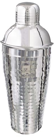 Buckingham Cocktail Shaker Hammered Effect Silver Stainless Steel Bar Mixing Tool Bartender Cocktail Making Accessories Beginner Friendly 500 ml