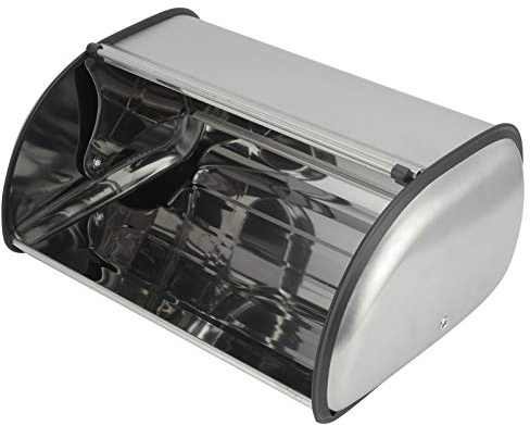 TARSHYRY Bread Storage Bin,Stainless Steel Roll Top Bread Box for Kitchen Countertop with Stainless Steel Lid,Metal Kitchen Food Storage for Kitchen Countertop, Bread, Bagels, Cookies