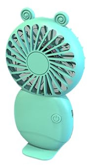 QOKLIYUI Mini Ventilador de Mano con Carga USB, con Soporte para teléfono, portátil y a la Moda, Mini Ventilador portátil de Dibujos Animados ABS, Verde