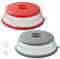 König Design 2 Stück Mikrowellen Abdeckung Faltbar, Deckel für Mikrowelle, Abdeckhaube für Mikrowellendeckel, Hoch Mikrowellen Spritzschutz, Faltbare Mikrowellenabdeckung mit 2 Haken Rot & Grau