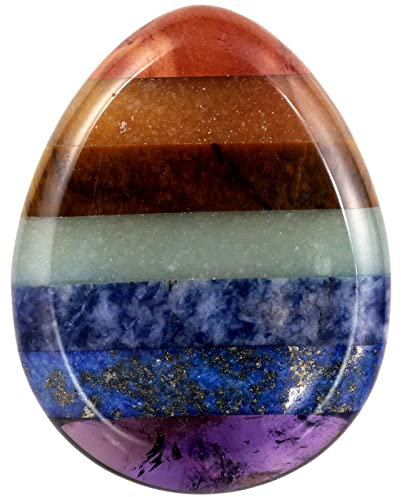Nupuyai Handschmeichler Chakra Stein Daumenstein Edelstein für Stress und Angst, Tropfenform Energiestein Worry Stone Kristall Heilstein für Meditation Massage