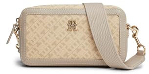 Tommy Hilfiger Umhängetasche aus Leder mit Monogramm, Beige, Einheitsgröße