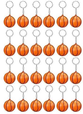 TOBEOME 24er-Pack Basketball-Schlüsselanhänger, Mini-Basketball-Stressball-Schlüsselanhänger, Sportball-Schlüsselanhänger