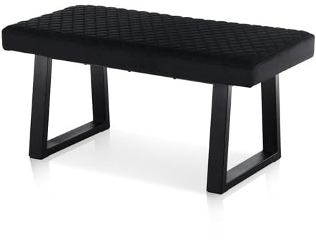 CLIPOP 100cm Samt Sitzbank, Polsterbank Metallbeine, Wohnzimmer, Schlafzimmer, Flur, Esszimmer (Schwarz)