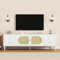 BTM Meuble TV en Rotin, Meuble TV Salon avec 4 Tiroirs et 2 Portes en Rotin, Meuble Télé 180 cm pour des Télévisions de 80 Pouces, 180x40x 56.5 cm, Blanc