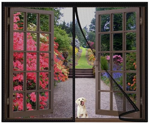 Magnetic Screen Window Full Strip Magnets,70x115cm net Full Frame Seal Retractable Door Screen Magnetic Closure for Single Front Patio Sliding Door Black