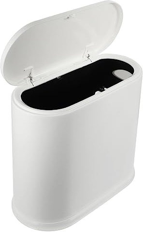 CHILDWEET Cubo De Basura Estrecho Con Tapa, Compacto, De Plástico Pp Blanco, Resistente y Funcional, Adecuado Para Baño, Oficina y Habitaciones, Diseño Práctico Para Espacios Pequeños
