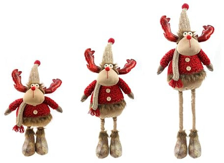 ELLUG Verstellbarer Stoff-Elch – Weihnachtsdeko mit Höhenverstellung von 50 cm bis 72 cm