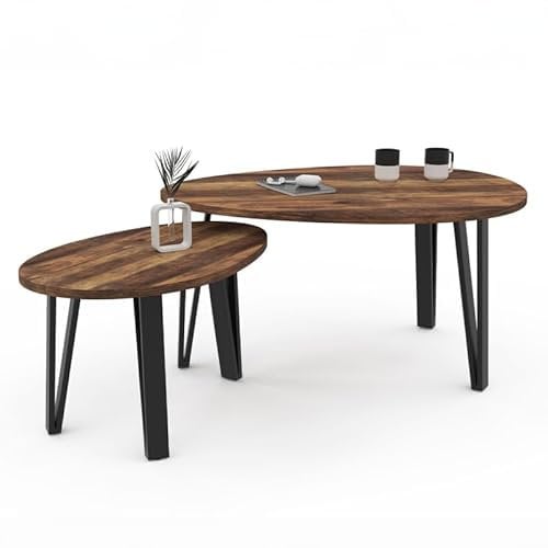 IDMarket - Lot de 2 Tables Basses gigognes Austria Bois Pied épingle Noir