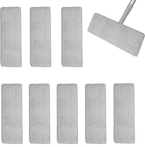 Crystals 8PCS Microfibre Mop Pads – Reusable Replacement Heads for Wet & Dry Cleaning, Compatible with Spray & Reveal Mops – Ideal for Home, Kitchen, Bathroom, Office & Wall Cleaning (Grey)