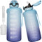 DEARRAY 2l / 2 litres Tritan Sport Gourde Graduée avec Paille et Marqueur de Temps de Motivation, 2000ml Grande Bouteille sans BPA eau pour Fitness, Gym, Randonnée,Voyage