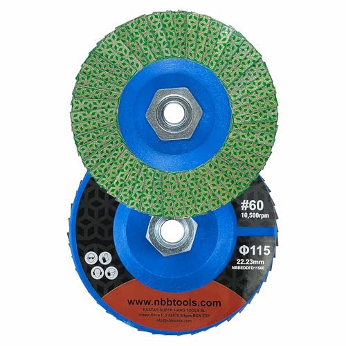 NBB Disco lamellare diamantato Disco lamellare diamante completo con M14 flangia ideale per levigatura lucidatura ceramica gres porcellanato pietra bordi e smussi con smerigliatrice (115 mm /4,5 60