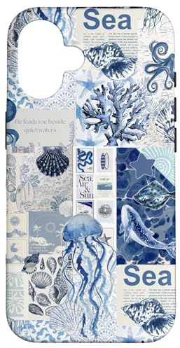 Blue Coquette Coastal Ocean Summer Beach Collage Aesthetic Case for iPhone 16