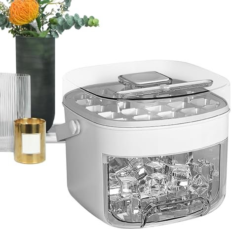 Mxshc Bac à glaçons pour congélateur – Boîte de fabrication de glaçons – Design de type presse anti-adhésif avec poignée et couvercle pour la vie quotidienne, la cuisine, le pique-nique, le camping