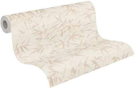 A.S. Création History of Art 2 Non-Woven Wallpaper Floral 10.05 m x 0.53 m - Beige, Cream, Pink, Metallic - Wallpaper Leaves for Living Room Bedroom - 790461