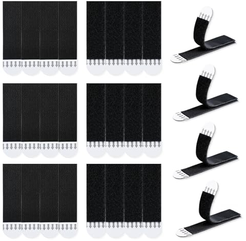 LLPT Tiras para Colgar Cuadros 12 Pares (24 Tiras) Medium 19 x 72mm Negro | Colgadores sin Clavos, Tiras Adhesivas de Pared Resistentes y Resistentes a los Daños, Para Pósteres