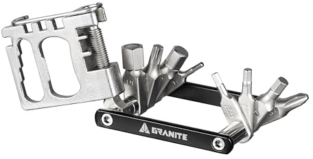 Granite Diverse 20 Multi Tool, Compact 20-in-1 Mini Hand Tool | Cr-V hex keys plus Torx and Phillips bits, CNC alloy body, 9mm slim profile, keychain loop, MTB and road use