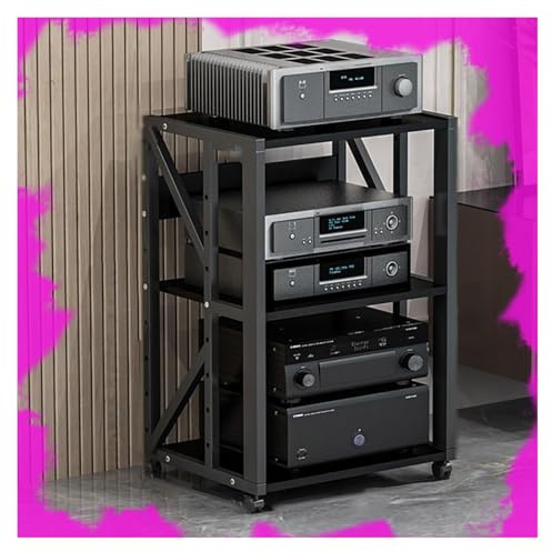 KEuLen HiFi Rack, Medienständer, Medienschrank, Holz/Stahl, DVD-/Projektor-/Stereoschrank(Black,3 Tier-69cm high)
