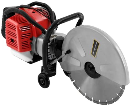 Mqwdxzfes 1400W Elektrische Betonsäge, 2-Takt Gasbetonsäge, Nass-/Trocken-Scheibensäge, Hochleistungs-Kreissäge, Tragbarer Schneider für Beton und Stein, Hubraum 52 cm³, Schnitttiefe 120 mm