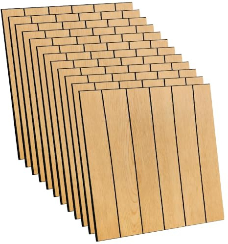 Lot de 12 panneaux muraux autocollants - 30 x 30 cm - Panneaux muraux en PVC - Panneaux acoustiques - Revêtement mural aspect bois - Pour salon, chambre à coucher, bureau et cuisine (chêne moyen)