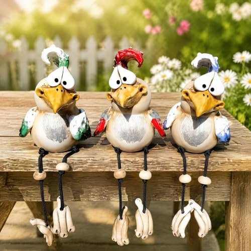 Ruiaqer 3pcs Keramik Huhn Gartendeko Deko Garten Handarbeit Huhn Deko Garte n Keramik Hah Gartenstatue Henne Figuren Gartendeko Gartenfigur Gartendekoration für Außen Balkon Garten Ostern (3pcs)
