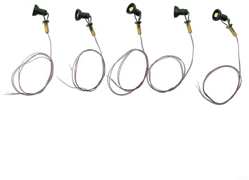 Startbuymore Modelleisenbahn-Beleuchtungs-Set für TT-Skala mit 5 LED-Flutlichtern, Mastmontage, für Gebäudefassadenaufwertung (grün)