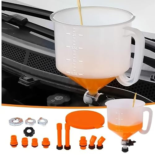 Mautopily Juego de 15 embudos de refrigerante con interruptor de válvula, embudo sin derrames para refrigeradores y anticongelantes, embudo de ventilación para coche, incluye adaptador
