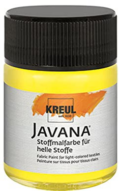 KREUL 91901 - Javana Stoffmalfarbe für helle Stoffe, 50 ml Glas in citron, geschmeidige Farbe auf Wasserbasis mit cremigem Charakter, dringt fasertief ein, waschecht nach Fixierung