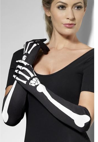 Halloween! Smiffys Skelett-Handschuhe, Lang